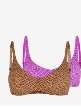 NWT SKIMS x Fendi Two-Tone Reversible Logo Bralette — Brown & Purple